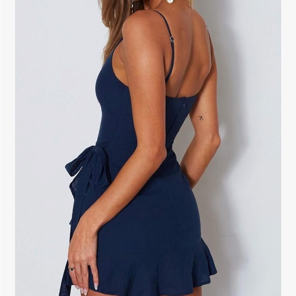 Elegant Navy Blue Women's Dress - Picture 3 of 5
